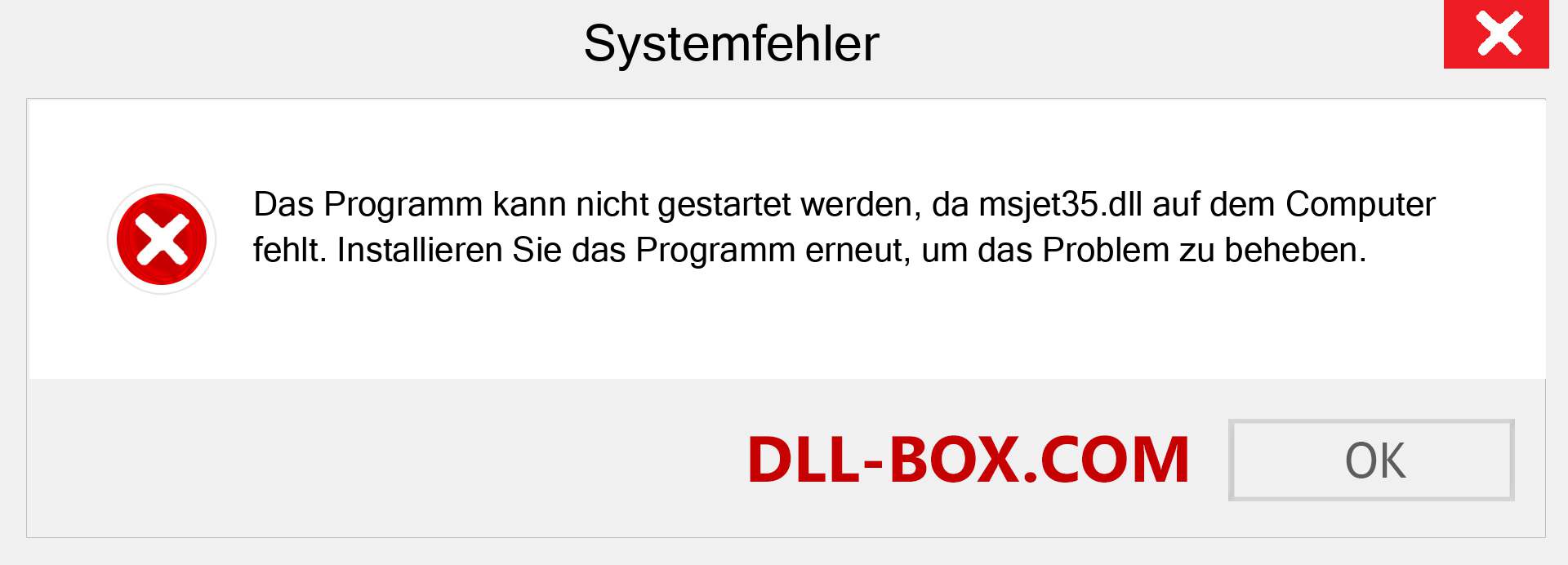 msjet35.dll-Datei fehlt?. Download für Windows 7, 8, 10 - Fix msjet35 dll Missing Error unter Windows, Fotos, Bildern